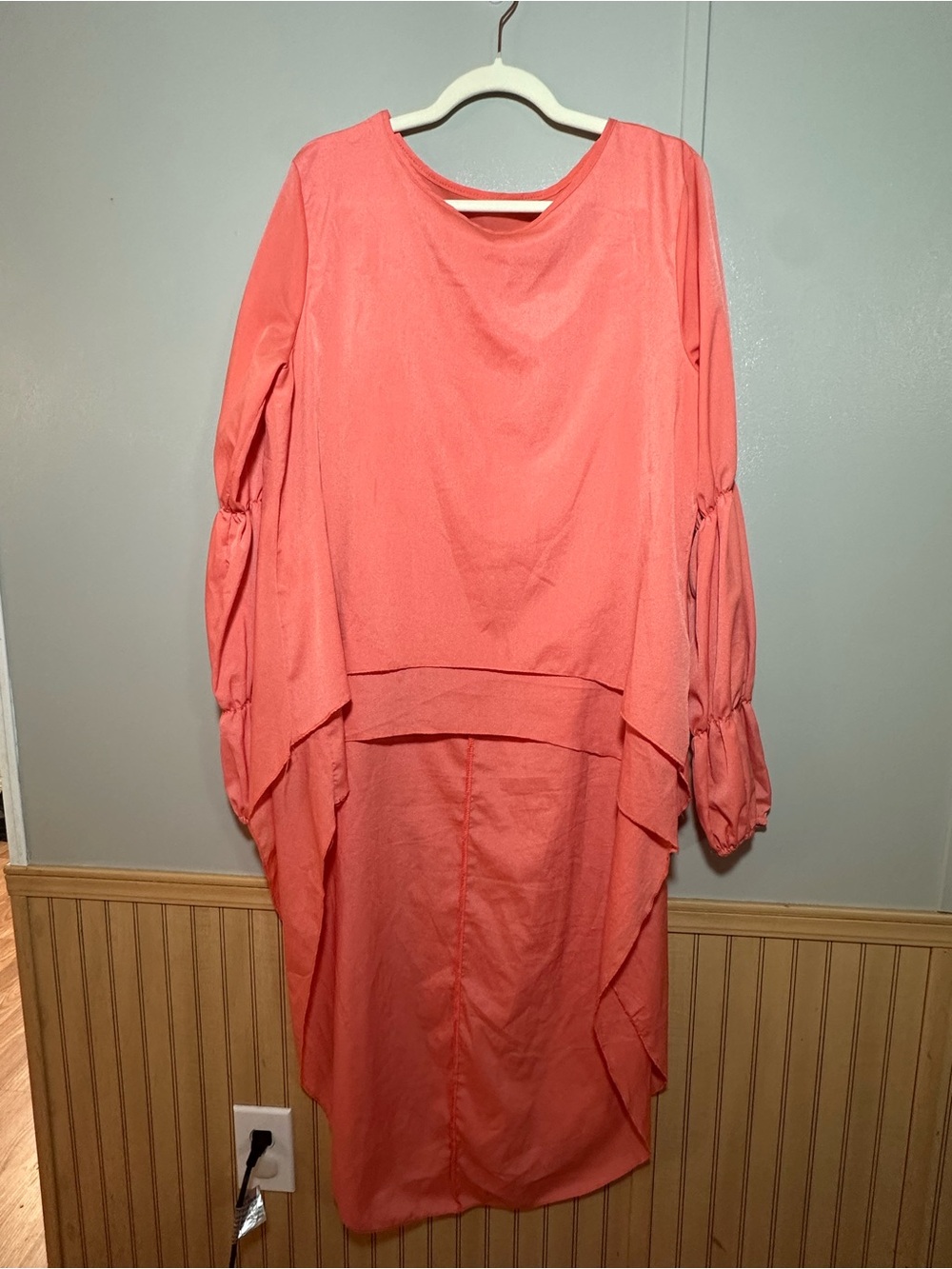 Women’s Boho Coral High-Low Layered Top Romantic Feminine Statement Artisan